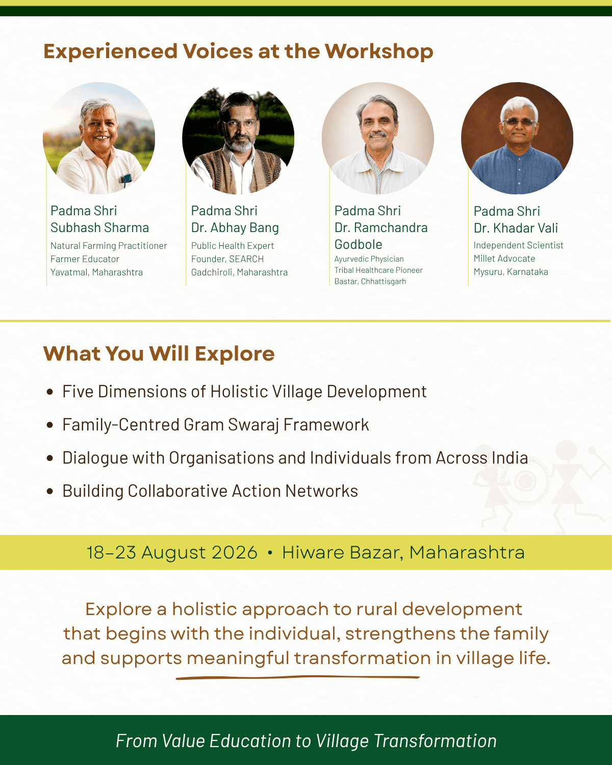 Experienced workshop voices and the themes participants will explore at the AKSG workshop